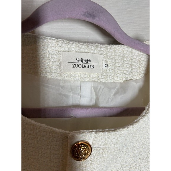 ZUOLAILIN Women’s Tweed Short Blazer Jacket Size M - Picture 3 of 8